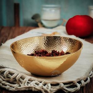 Premium Hammered Brass <b>Bowl</b> with Glossy Finish Perfect for Serving <b>Snacks</b> Decor Gifting Ideal for Modern Home Dining Use - Product Image 2