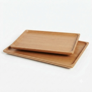 Plateau rectangulaire en bois écologique, plateau de service en bois massif pour café, thé, nourriture, restaurant, hôtel, logo personnalisé - Product Image 1