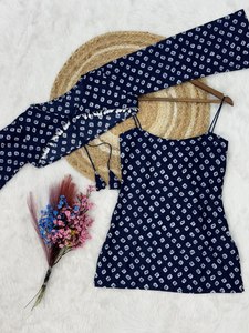 Women's Cotton Bandhej Print Kurti With <b>Bell</b> Sleeve And White Farsi Pant Traditional Ethnic Wear Loose Fit Casual <b>Outfit</b> - Product Image 3