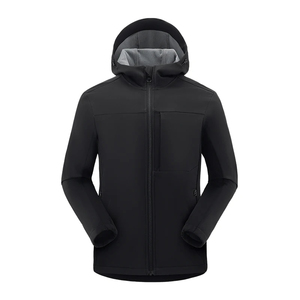 <b>Men's</b> Hooded Fleece <b>Jacket</b> Windproof Zipper Closure Solid Color Casual Autumn Wear Polyester Material Regular Fit - Product Image 5