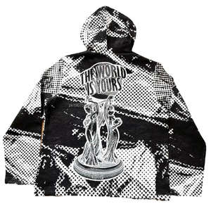 Sweat à capuche tendance pour femme grande taille, motif tapisserie, patchwork anime cool, en coton, avec logo brodé et design doublé, idéal pour le printemps - Product Image 5