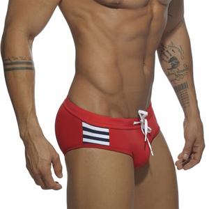 Shorts de bain mi-longs décontractés pour hommes adultes, couleur rouge, écologiques, 100% polyester, shorts de surf d'été - Product Image 3