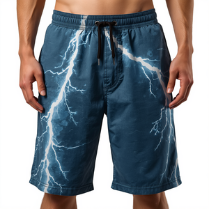 Shorts décontractés pour hommes TACHTICAL STANDARD ST-E, nouvelle collection, respirants, taille mi-haute, fermeture boutonnée, imprimé éclair par transfert thermique, effet délavé - Product Image 1