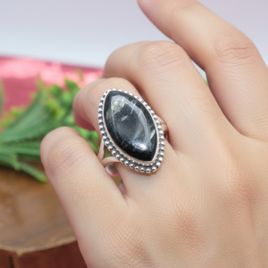 Top Quality Golden Fire Nuummite Gemstone 925 Sterling Silver <b>Ring</b> Beaded Border Handmade <b>Boho</b> Jewelry Rose & Yellow Gold <b>Ring</b> - Product Image 2