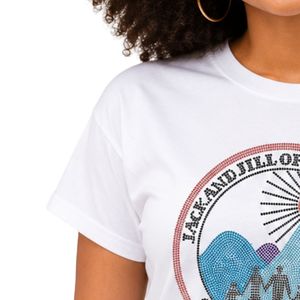 Camiseta de Manga Corta con Cuello Redondo y Diseño de Pedrería de Colores, Top Informal para Uso Diario, Estilo Urbano, Ropa Cómoda - Product Image 4