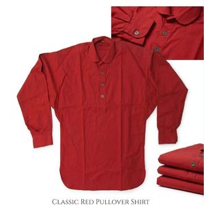Red Vintage Men's Dress <b>Shirt</b> 100% Cotton Long Sleeve Single Breasted Reenactment American Reproduction Red <b>Colored</b> <b>Shirts</b> - Product Image 3