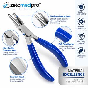 Alicates para Enrollar Alambre, Herramienta Manual de 5.5 Pulgadas, Acero Inoxidable, Empuñadura de PVC, Color Plateado Personalizado, Herramienta para Engastar Joyas ZETOMEDPRO ZM-J-641 - Product Image 3