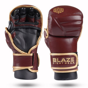 Guantes de MMA BLAZE FIGHT GEAR de Cuero Vacuno Genuino de Primera Calidad, Logotipo Personalizado, para Entrenamiento de Grappling y Sparring, Transpirables y que Absorben la Humedad - Product Image 1