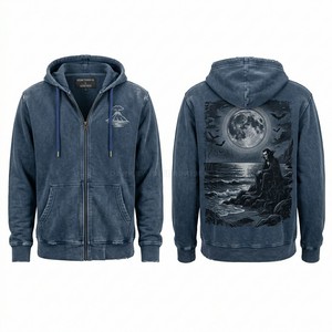 Custom <b>Black</b> Streetwear Hoodie Acid Wash Graphic Print Pullover Heavyweight Cotton <b>Fleece</b> Mens Hoody Bulk Apparel Manufacturing - Product Image 5