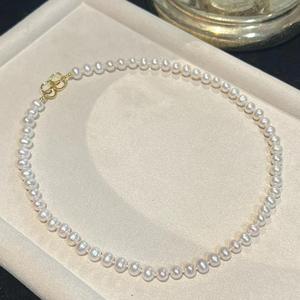 Collar de Perlas de Agua Dulce Casi Impecables de 7-8 mm con Hebilla de Doble Aro de Plata S925, Longitud Aproximada de 48 cm - Product Image 2