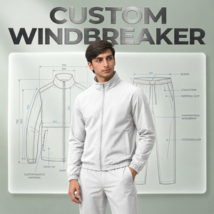 Conjunto de Chaqueta Cortavientos de Nailon Personalizada para Hombre, Pantalones Cortos, Sudadera con Capucha, Ropa Deportiva Ligera, Resistente al Viento, para Correr, Entrenamiento, Ropa Urbana - Product Image 2