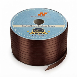 6mm Brown Single Face Satin Ribbon Customizable Factory Direct 350 Meter Roll for Coffee Bags Chocolate <b>Boxes</b> Product Tags Bulk - Product Image 1