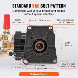 Pompa a Pistoni Triplex Orizzontale di Ricambio con Albero da 1 Pollice per Idropulitrici ad Alta Pressione, Kit con 5 Ugelli, 4300 PSI, 4.4 GPM - Product Image 5