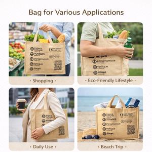 Bolsa de Compras de Yute Impresa Premium, Reutilizable y Ecológica, con Asas Resistentes para Comercio Minorista y Promoción - Product Image 3