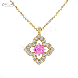 Productos de Tendencia 2026: Colgante Auténtico de Zafiro Rosa de 3mm con Diamantes G-H, Venta al por Mayor, Proveedor de Joyería para Bodas - Product Image 3