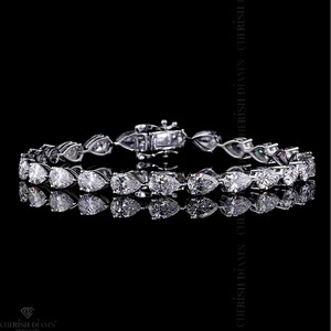 Pulsera de Diamantes de Corte Pera Cultivados en Laboratorio de Lujo, Oro Blanco de 18K, 12.43 CT, para Mujer, Proveedor Indio - Product Image 2