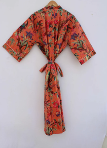 Bata Kimono de Algodón Suave y Transpirable con Estampado de Dibujos Animados para Mujer, Camisón de Verano Hecho a Mano ODM con Cuello en V, Cintura Elástica y Largo hasta la Rodilla - Product Image 5