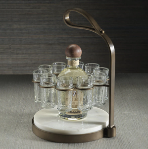 Luxury Shot Glass Holder Set With Marble Base Metal Stand Glass <b>Drinkware</b> Tequila Serving Bar <b>Accessories</b> - Product Image 6