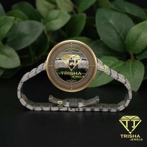 Reloj de Pulsera para Hombre, Personalizado a Mano, Cronógrafo, Esfera Verde con Incrustaciones de Diamantes Moissanite VVS, Mecánico, Totalmente Personalizable - Product Image 4