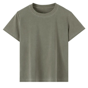 Camiseta Casual Vintage para Hombre, de Algodón Puro de 260g, Tejido de Tres Agujas, No Encoge, con Logotipo Personalizado Bordado, Estilo Boxy, Lavado Ácido - Product Image 1