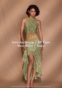 ชุดเซ็ตเสื้อครอปผูกหลังพิมพ์ลายดอกไม้สำหรับผู้หญิง พร้อมกระโปรงระบายชายสูงต่ำ ชุดสองชิ้น - คละสี - Product Image 4