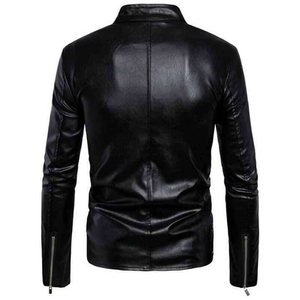 Fully Customized Genuine Sheep Skin Men's Long Stand Collar Front Logo Windproof Eco-Friendly Solid Casual <b>Winter</b> <b>Leather</b> <b>Jacket</b> - Product Image 6