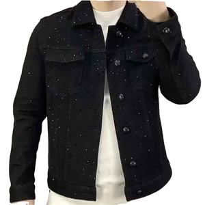 Chaqueta Personalizada para Hombre con Detalles Brillantes de Diamantes, Costuras Duraderas, Acabado Profesional, Chaqueta Vaquera con Pedrería - Product Image 1