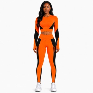 Wholesale Women's Athletic Yoga Set Seamless Activewear High Stretch Leggings Supportive Sports Bra OEM ODM Factory Supplier - Product Image 6