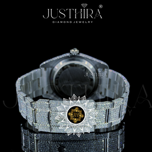 Montre de luxe en acier inoxydable 38 mm, quartz analogique, cristal saphir, cadran rond, montre de mode pour femme - Product Image 5