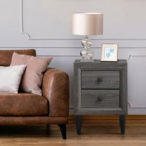 Comodino Moderno Estensibile con 2 Cassetti in Legno e Metallo, Arredamento per Camera da Letto per Casa e Villa - Product Image 6