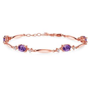 Pulsera de tenis de plata de ley chapada en oro rosa de 18 quilates con amatista, unisex, joyería de lujo elegante, regalo para ella - Product Image 3
