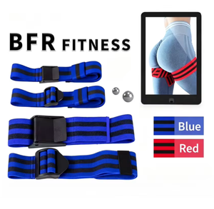 Bandas de Resistencia Ajustables, Antideslizantes y Transpirables para Restricción del Flujo Sanguíneo, Entrenamiento de Fuerza y Levantamiento de Pesas, Color Azul y Negro - Product Image 2