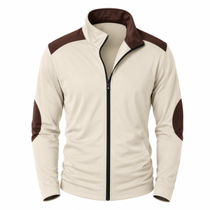 Chaqueta Casual de Forro Polar para Hombre, Cuello Alto, Cierre de Cremallera, Diseño con Bloques de Color, para Otoño, Corte Regular, Material de Poliéster - Product Image 1
