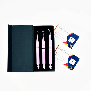 Somofy Enterprises <b>Eyelash</b> Tweezers Stainless Steel Smooth Tip Precision Set Bottom Design 10mm Perfect Grip Custom Logo Paper - Product Image 6