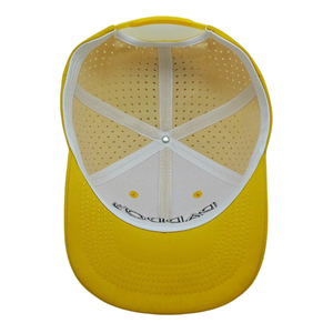 Wholesale Top Quality Blank Yellow 5 Panel <b>Flat</b> Bill Perforated Trucker <b>Cap</b> Custom Sunset Embroidery Patch Snapback Hat For <b>Men</b> - Product Image 4