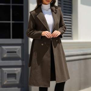 เสื้อโค้ทผ้าขนสัตว์ผสมคุณภาพสูงสำหรับผู้หญิง เสื้อโค้ทขนสัตว์ 70% คุณภาพเยี่ยมสำหรับผู้หญิง เสื้อโค้ทขนสัตว์ยาวทรงหรูพร้อมเข็มขัด - Product Image 3