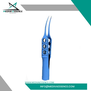 Pince manuelle de haute qualité pour la ligature des cordes oculaires, 0,12 mm, en titane angulaire, acier inoxydable recouvert d'un revêtement bleu, micro-ophtalmique, CE - Product Image 6