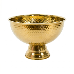 Bol sur piétement en cuivre de forme unique, en métal poli, fait main, décoratif et élégant, pour service et vaisselle - Product Image 3
