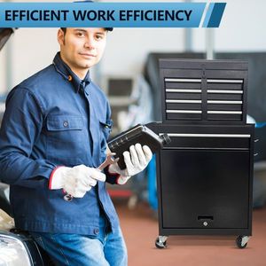 Carrello Portautensili a 5 Cassetti con Ruote, Imballaggio Rinforzato, Cassetta degli Attrezzi in Metallo per Garage, Parte Superiore Staccabile, Armadietto Portaoggetti - Product Image 2