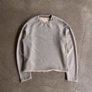 เสื้อสเวตเชิ้ตไหมพรมโอเวอร์ไซส์สำหรับผู้ชาย แขนยาว คอโอ ทรงหลวม แต่งชายรุ่ย สีพื้น ผ้าไนลอน/คอตตอน เป็นมิตรต่อสิ่งแวดล้อม - Product Image 1