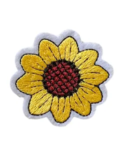 <b>Sunflower</b> Embroidered Eco-Friendly Iron-On Patch Nonwoven Felt Applique Rectangle Shape Gift Decoration - Product Image 3