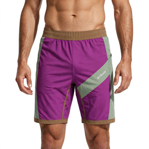 Shorts de bain pour hommes à séchage rapide, style décontracté, taille mi-haute élastique avec poches, color block personnalisable - Product Image 1