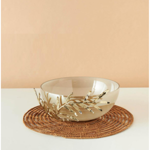 Frutero de Vidrio Gris Ahumado de Lujo con Base de Metal, Centro de Mesa Decorativo, Plato para Dulces, Tazón para Servir Dorado - Product Image 6