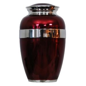 Urnes funéraires pour adultes en laiton de haute qualité avec bande en étain et finition métallique rouge foncé pour cendres humaines - Product Image 1