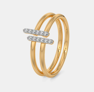 Bague personnalisée pour femme à conception ouverte avec diamant de laboratoire taille ronde en or jaune 14 carats pour usage quotidien, commande en gros - Product Image 1