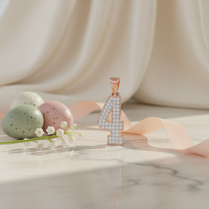 Diamtrendz Lucky Number 4 Hiphop Rhodium Plated 925 Silver Zircon <b>Pendant</b> Chain with 10K/14K/18K <b>Solid</b> <b>Gold</b> Options - Product Image 5