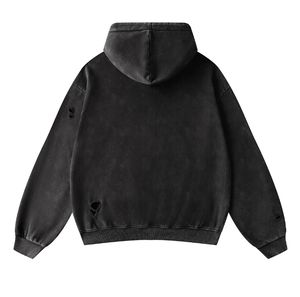 Winter <b>Black</b> Acid Wash Solid Lined Hooded Heavy Weight Zipper-Up Vintage Highstreet New Design <b>Men's</b> <b>Hoodie</b> - Product Image 1