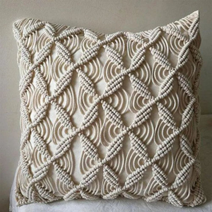 Bohemian Cotton Macrame Cushion Geometric <b>Throw</b> <b>Cover</b> for Couch Bed Hotel Décor 16 x 16 inch <b>Cover</b> Pillow <b>Cover</b> - Product Image 1