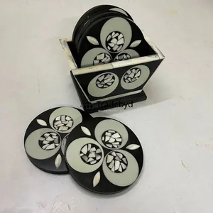 Posavasos de Lujo con Incrustaciones de Hueso, Cuadrado de 4x4 Pulgadas, Hecho a Mano, Decorativo Premium para Café, en Varios Colores, por Tradebyd - Product Image 2