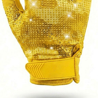 Gants de football américain en néoprène premium avec strass dorés, adhérence renforcée, pour adultes, maille respirante, sangle de poignet réglable, Velcro